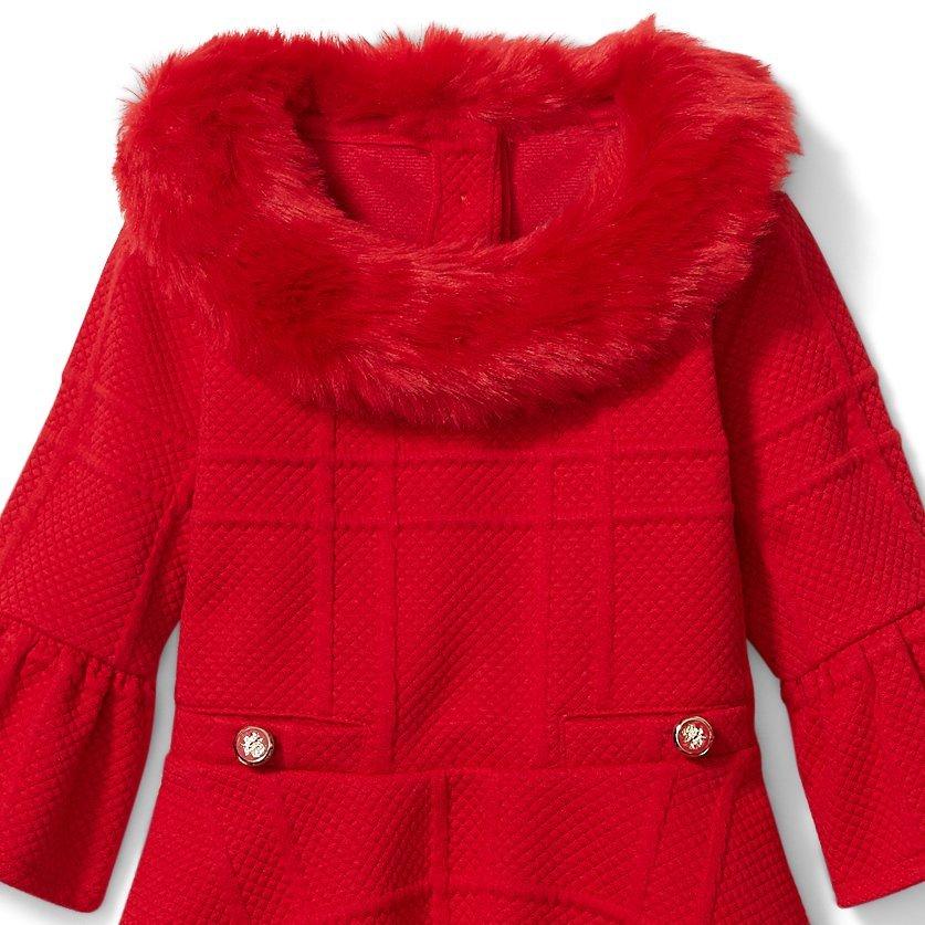 Faux Fur Collar Jacquard Dress image number 1