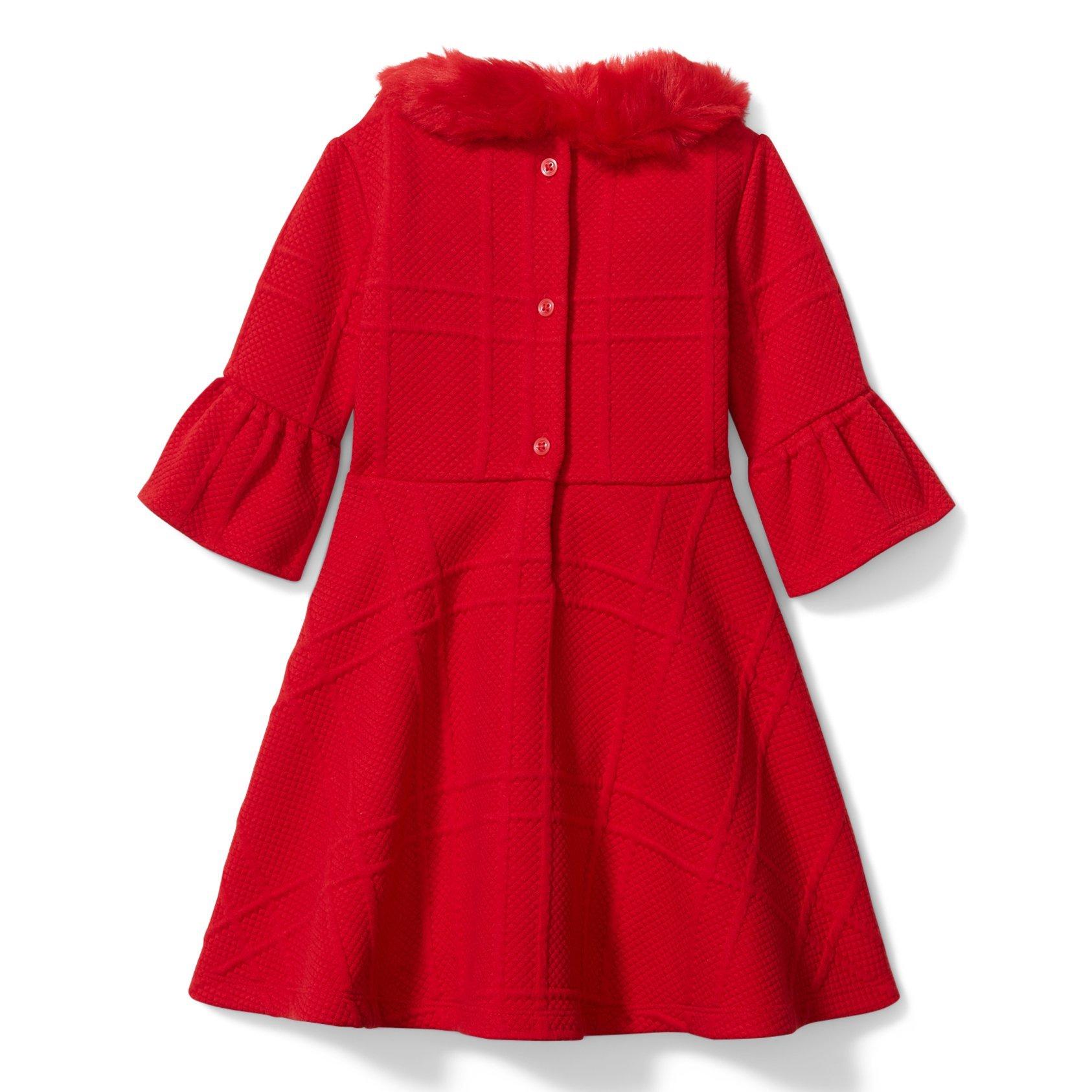 Faux Fur Collar Jacquard Dress image number 2