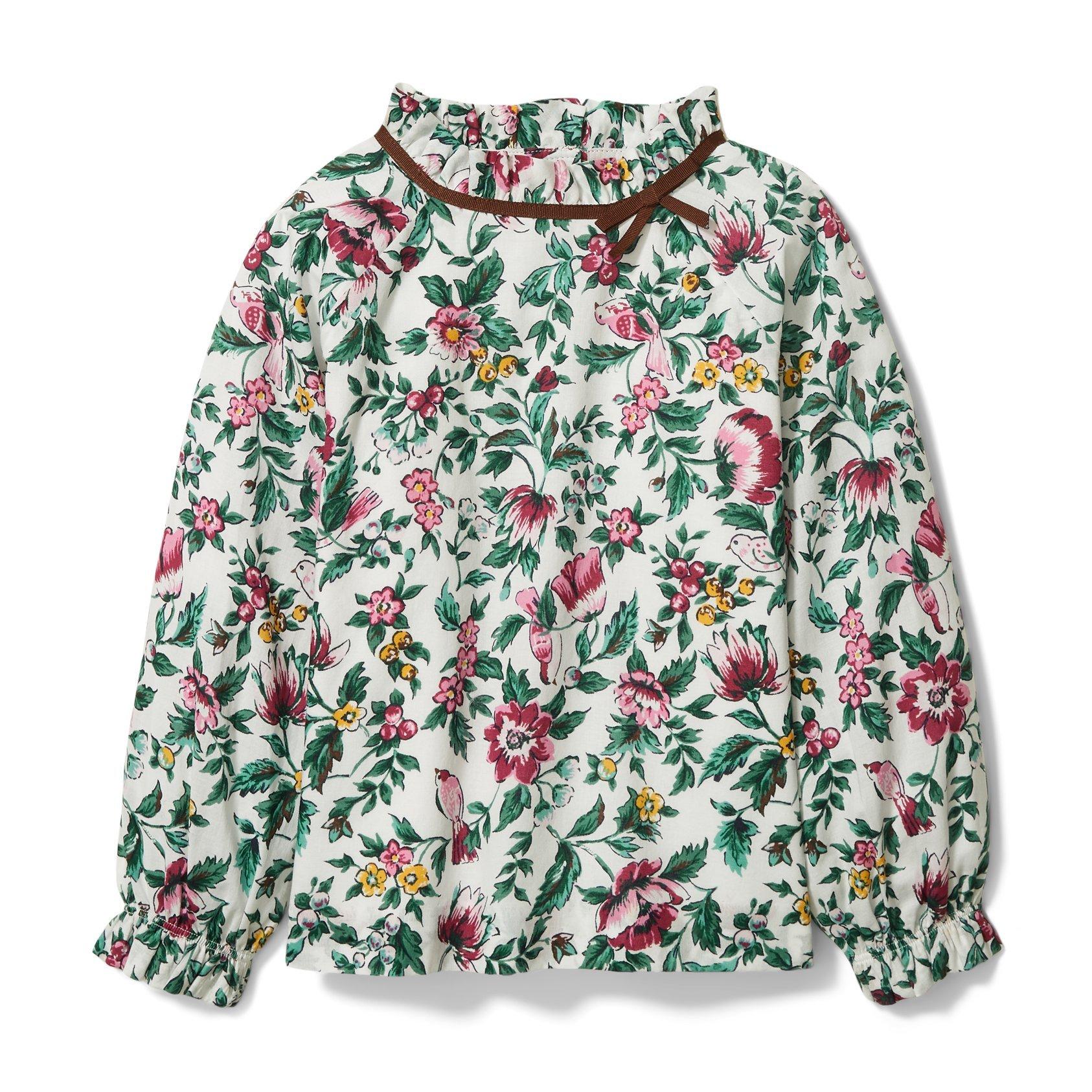 Girl Jet Ivory Floral Floral Ruffle Collar Top by Janie and Jack
