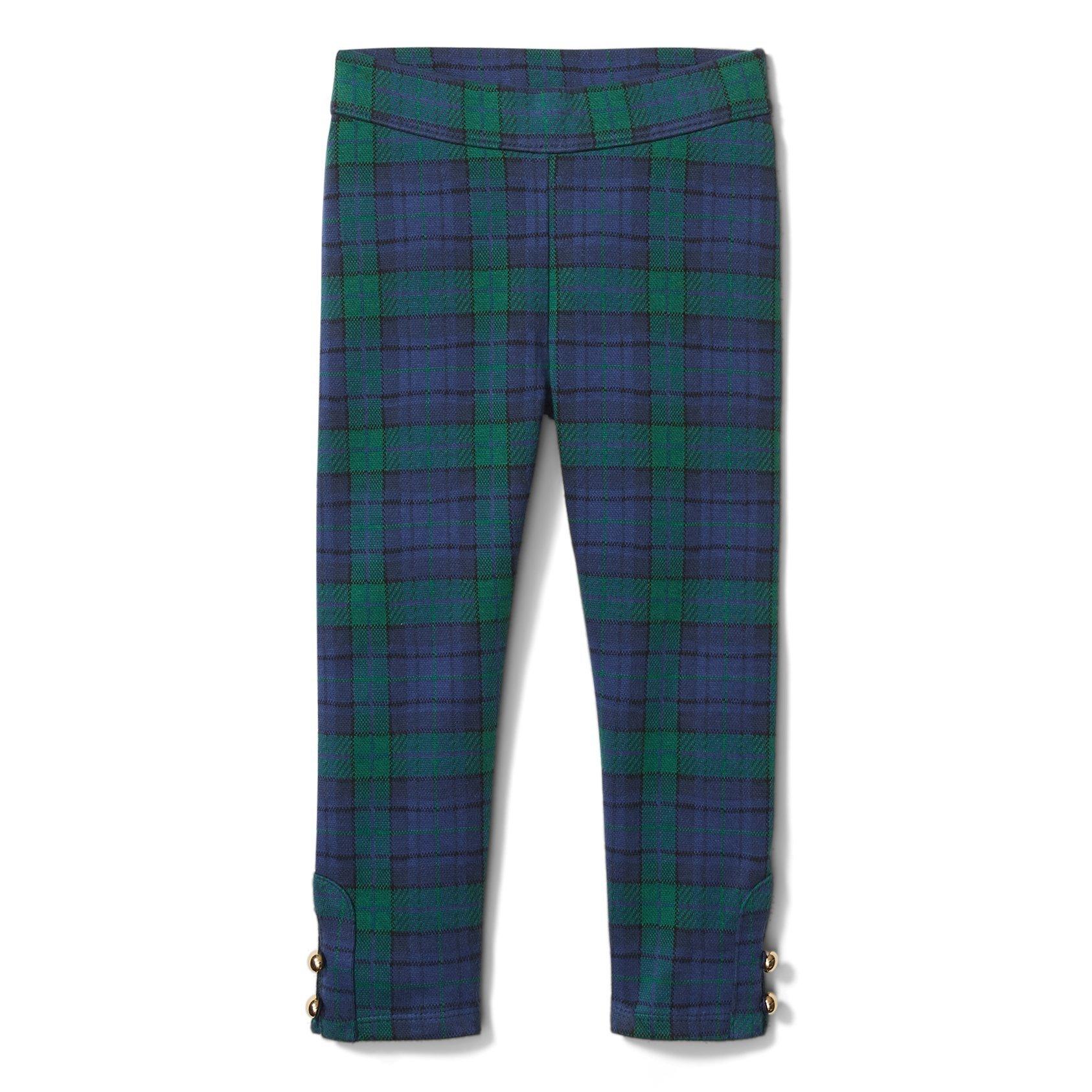 Plaid Ponte Button Cuff Pant