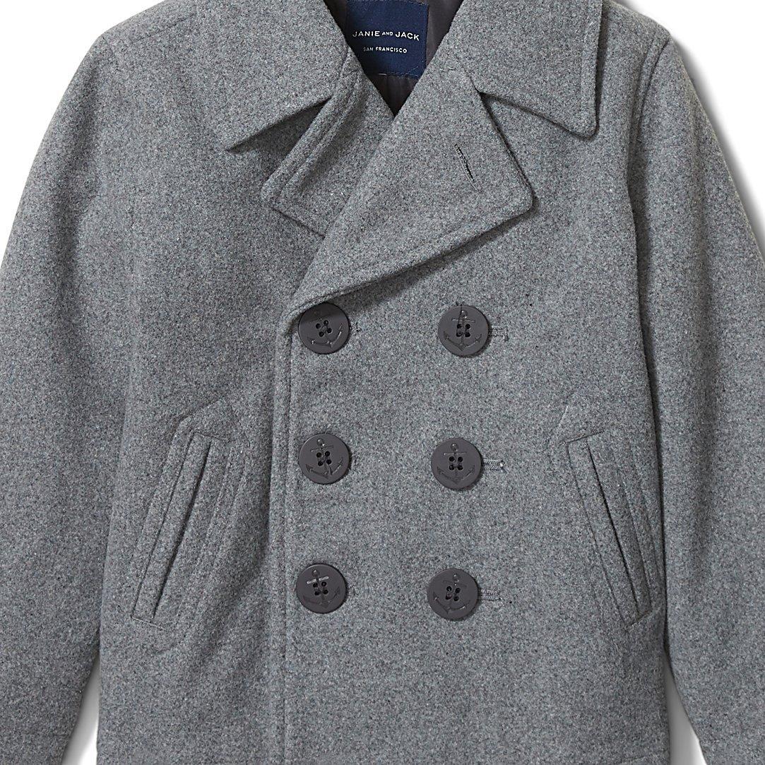 Boy Dolphin Grey Heather Wool Peacoat by Janie and Jack