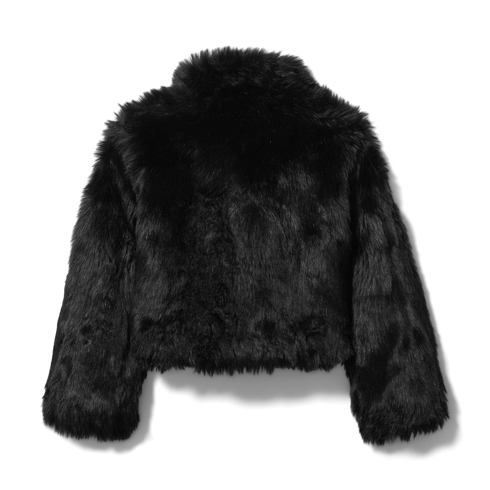 Cropped black hot sale fur jacket