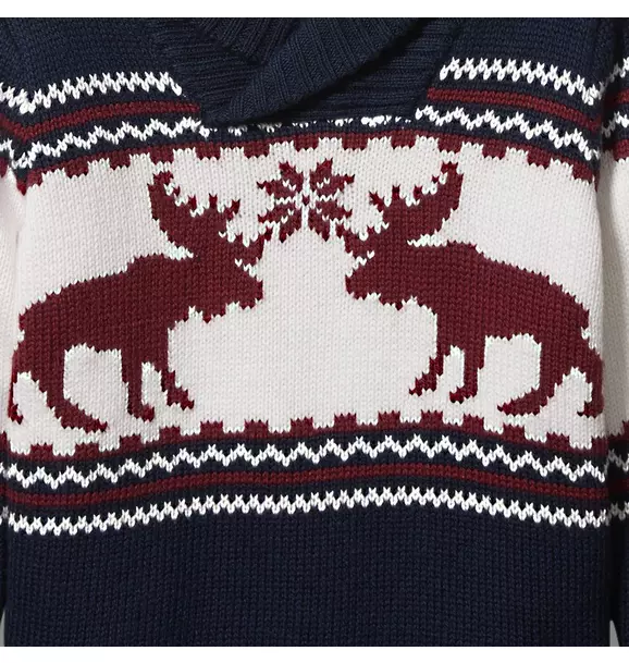 Moose Shawl Collar Sweater image number 1