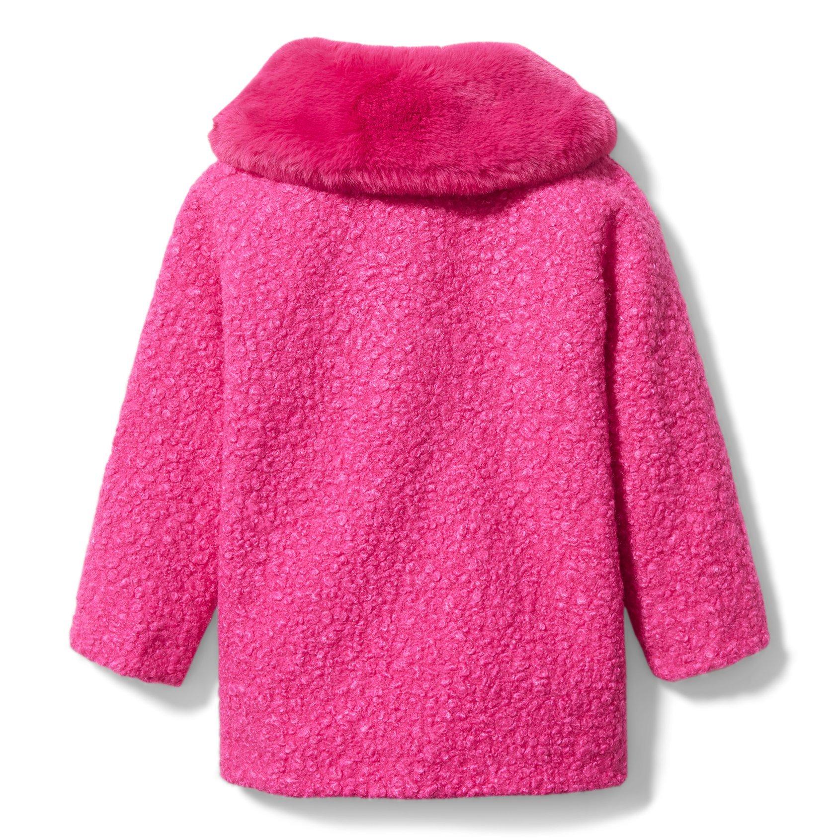 Girl Pink Peacock Sherpa Faux Fur Collar Coat by Janie and Jack