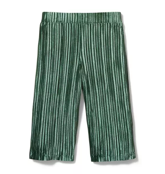 Girl Bistro Green Velvet Pleated Wide Leg Pant by Janie and Jack