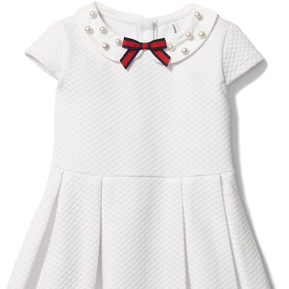 Pearl Collar Jacquard Dress image number 1