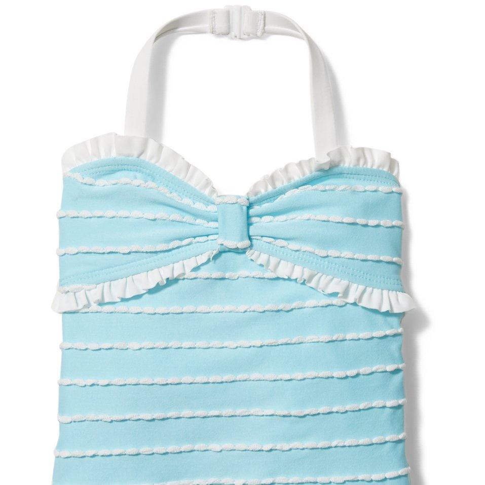 Scalloped Striped Swimsuit image number 1