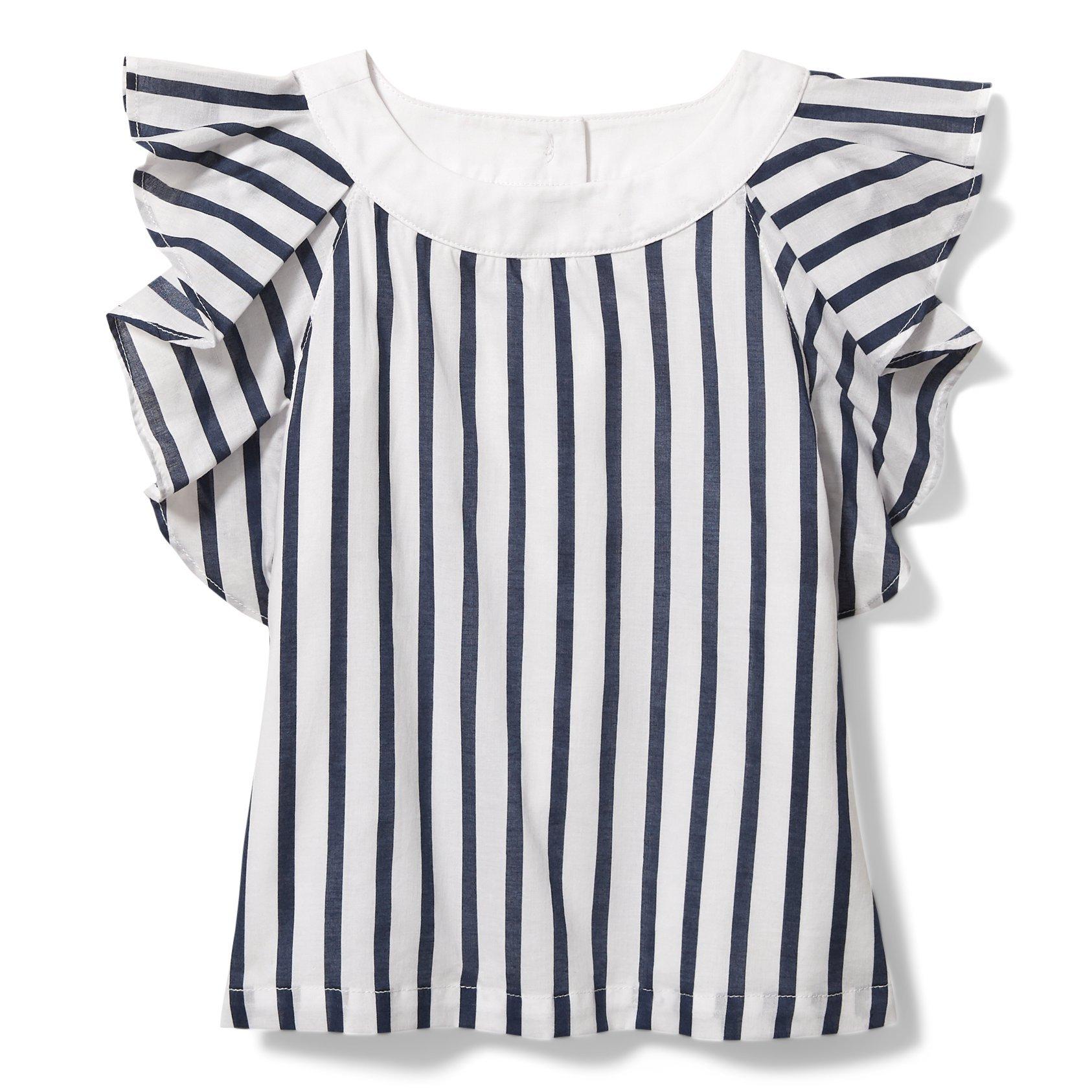 Girl White Stripe Striped Flutter Sleeve Top by Janie and Jack