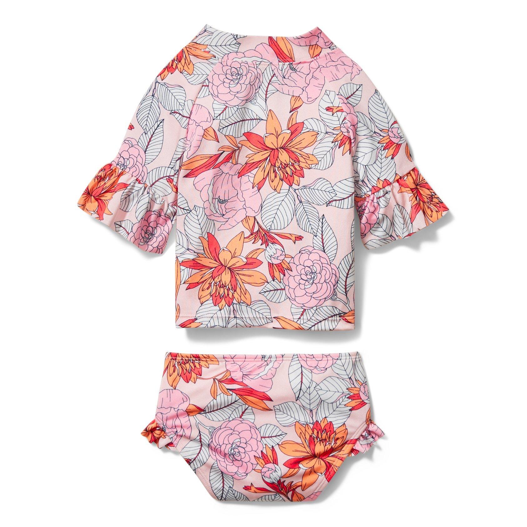 Floral Ruffle Cuff Rash Guard Set image number 2