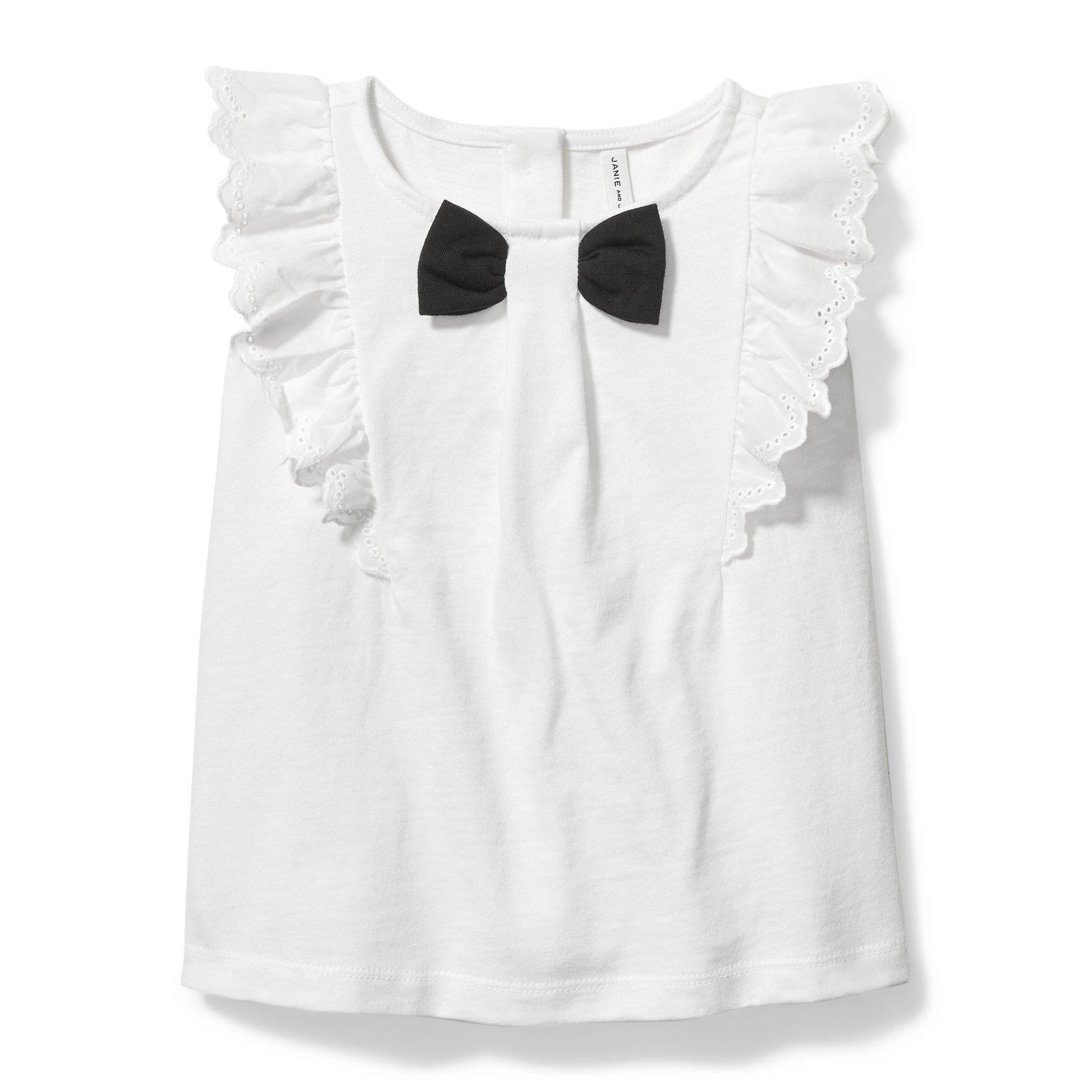 Eyelet Ruffle Bow Top