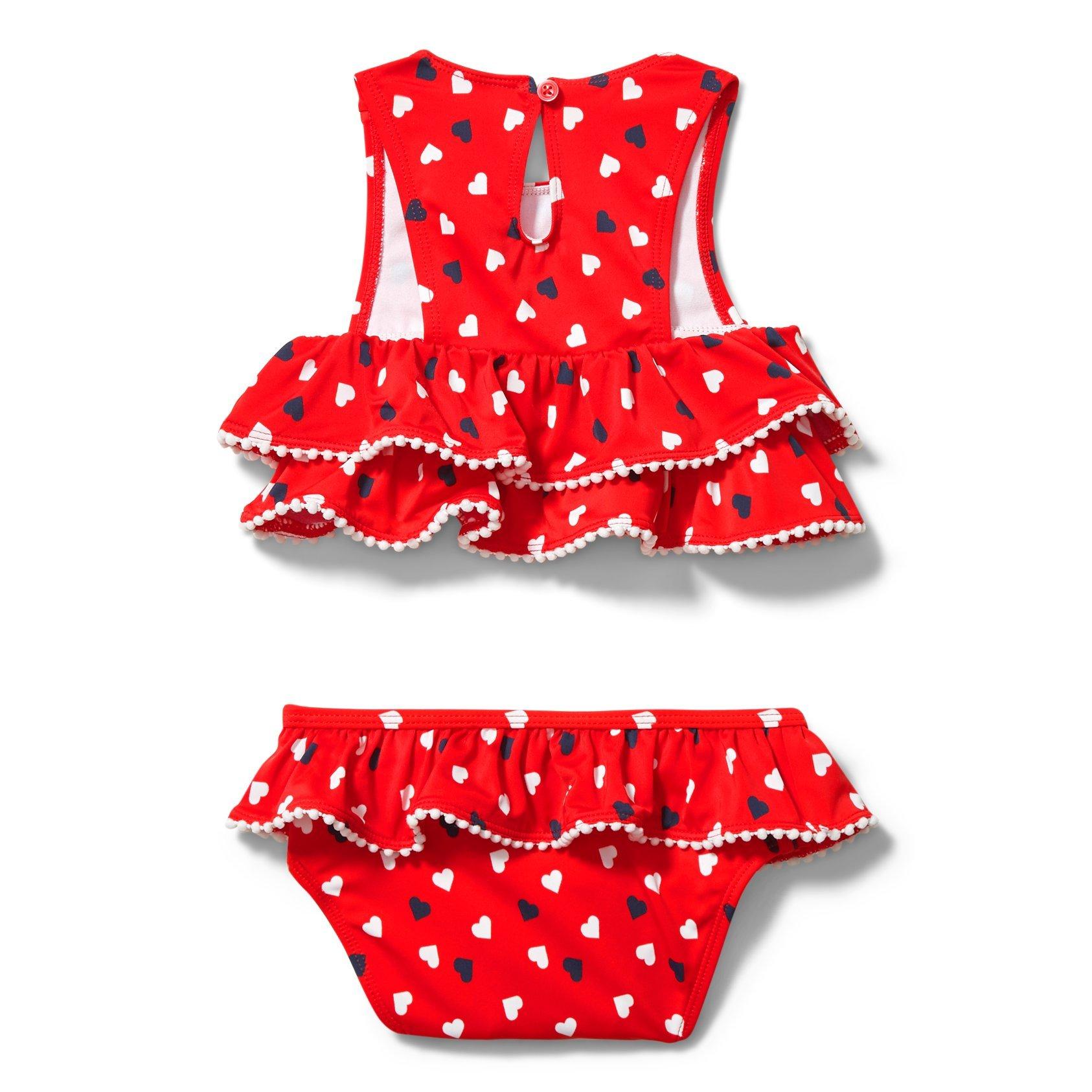 Ruffle Heart Print 2-Piece Swimsuit image number 1