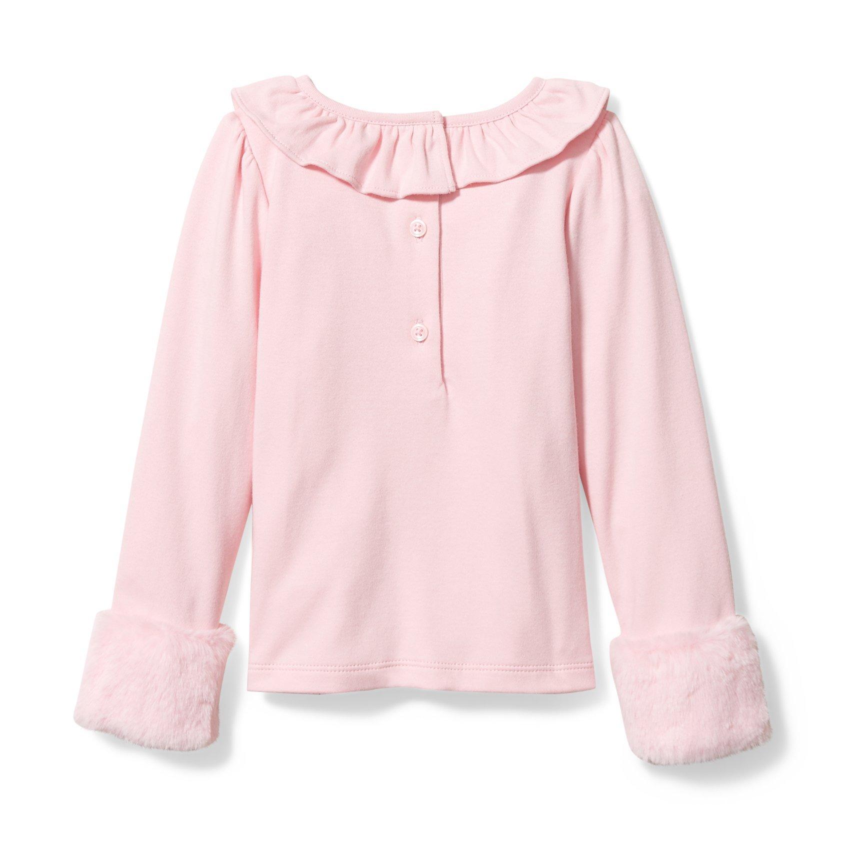 Faux Fur Cuff Ruffle Top   image number 1