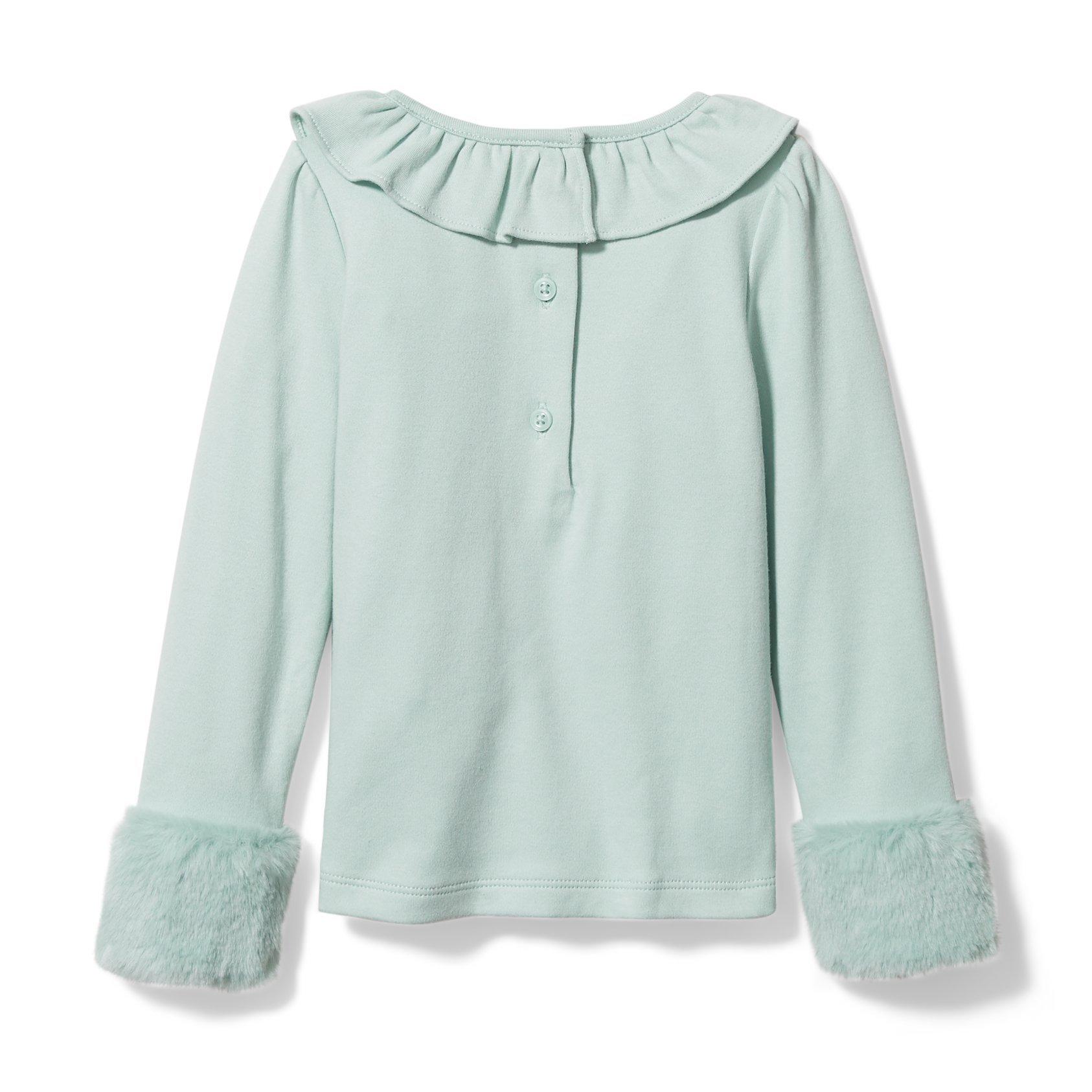 Faux Fur Cuff Ruffle Top   image number 4