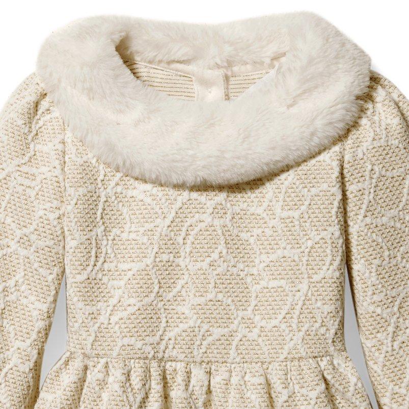 Metallic Faux Fur Collar Dress image number 2