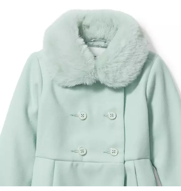 Faux Fur Collar Pleated Coat image number 3