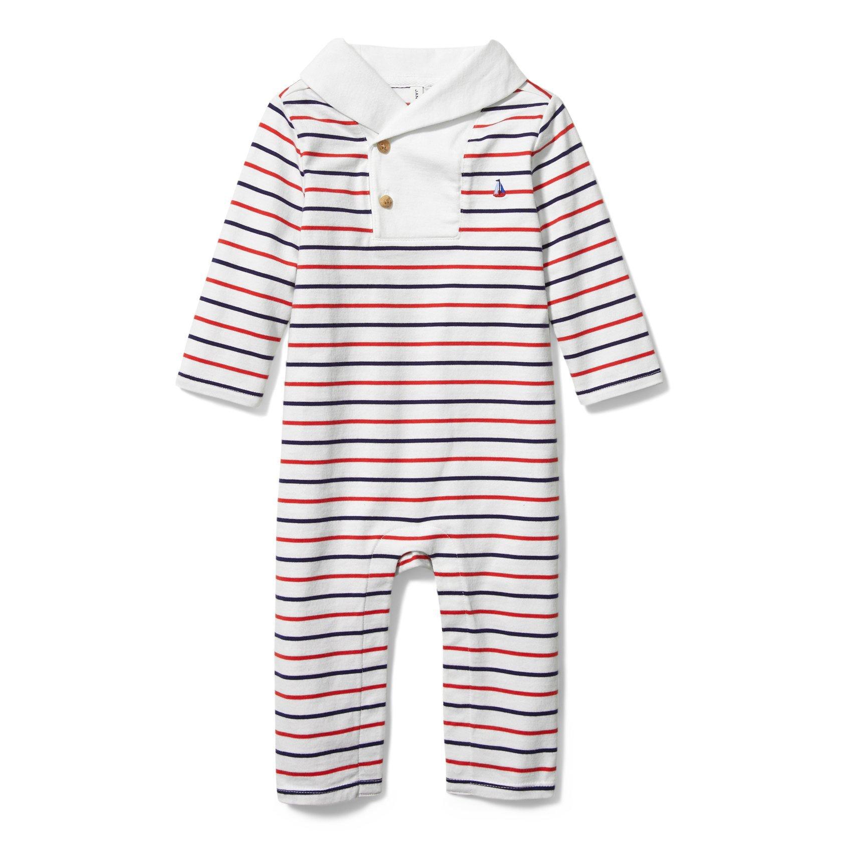 Baby Shawl Collar Striped 1-Piece image number 0