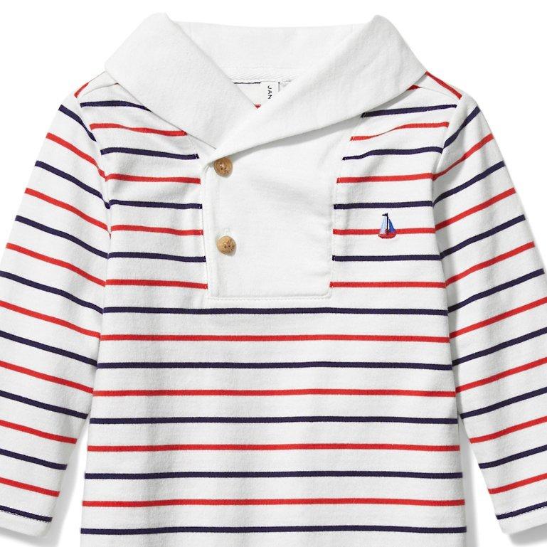 Baby Shawl Collar Striped 1-Piece image number 1