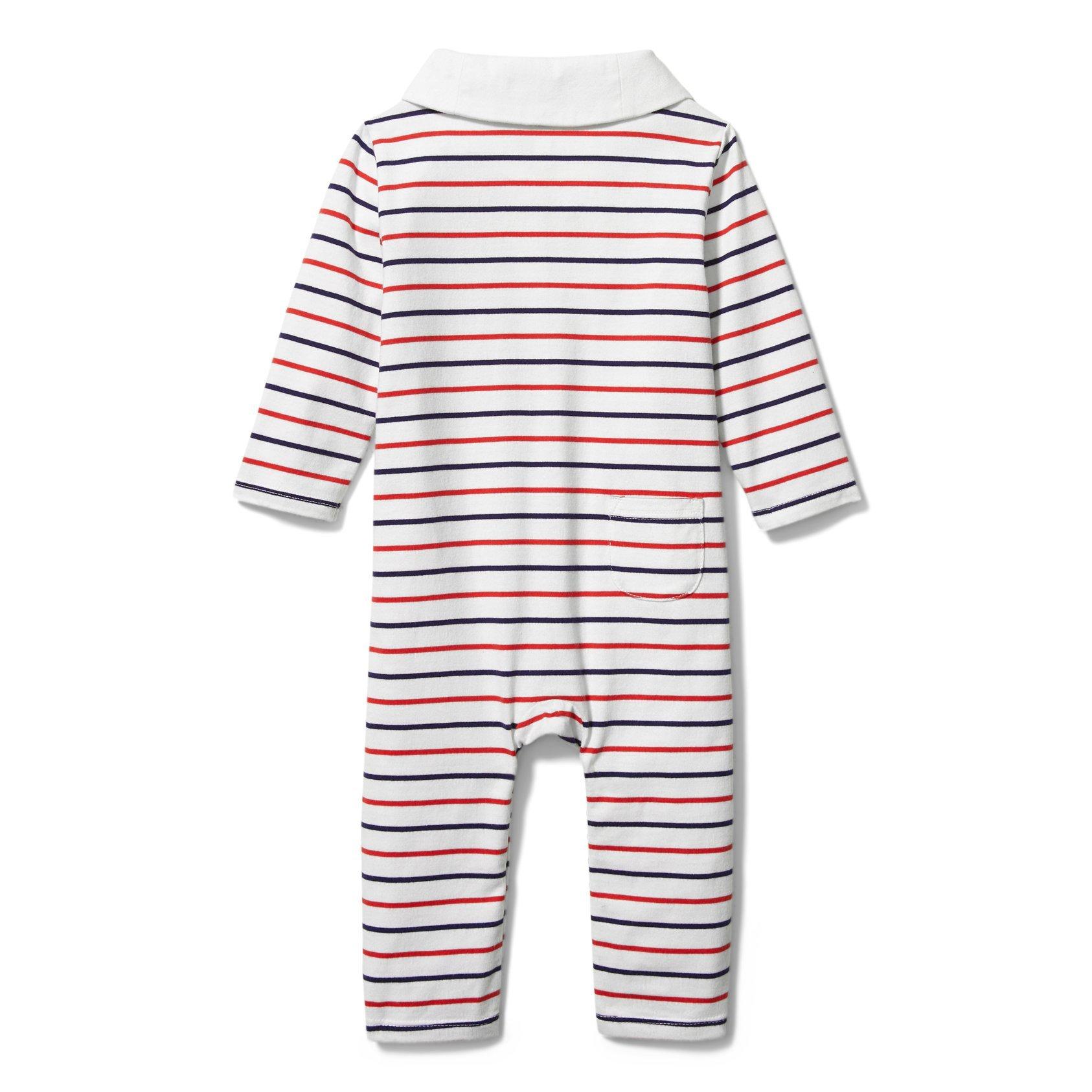 Baby Shawl Collar Striped 1-Piece image number 2