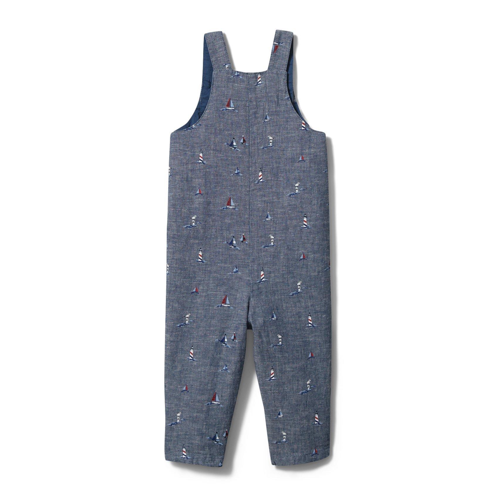 Baby Nautical Print Chambray Overall image number 2