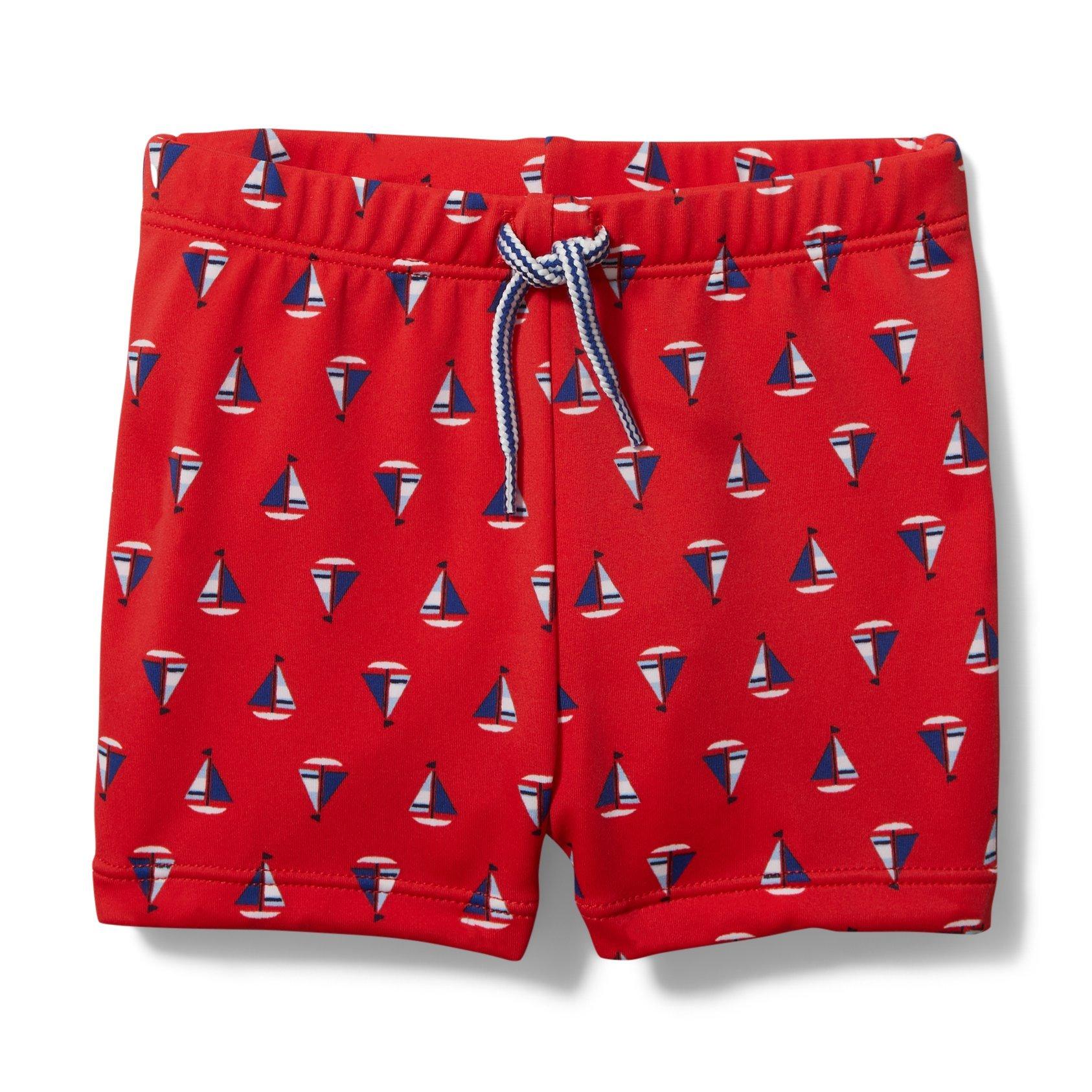 boy and girl swimwear, sailboat swim trunks