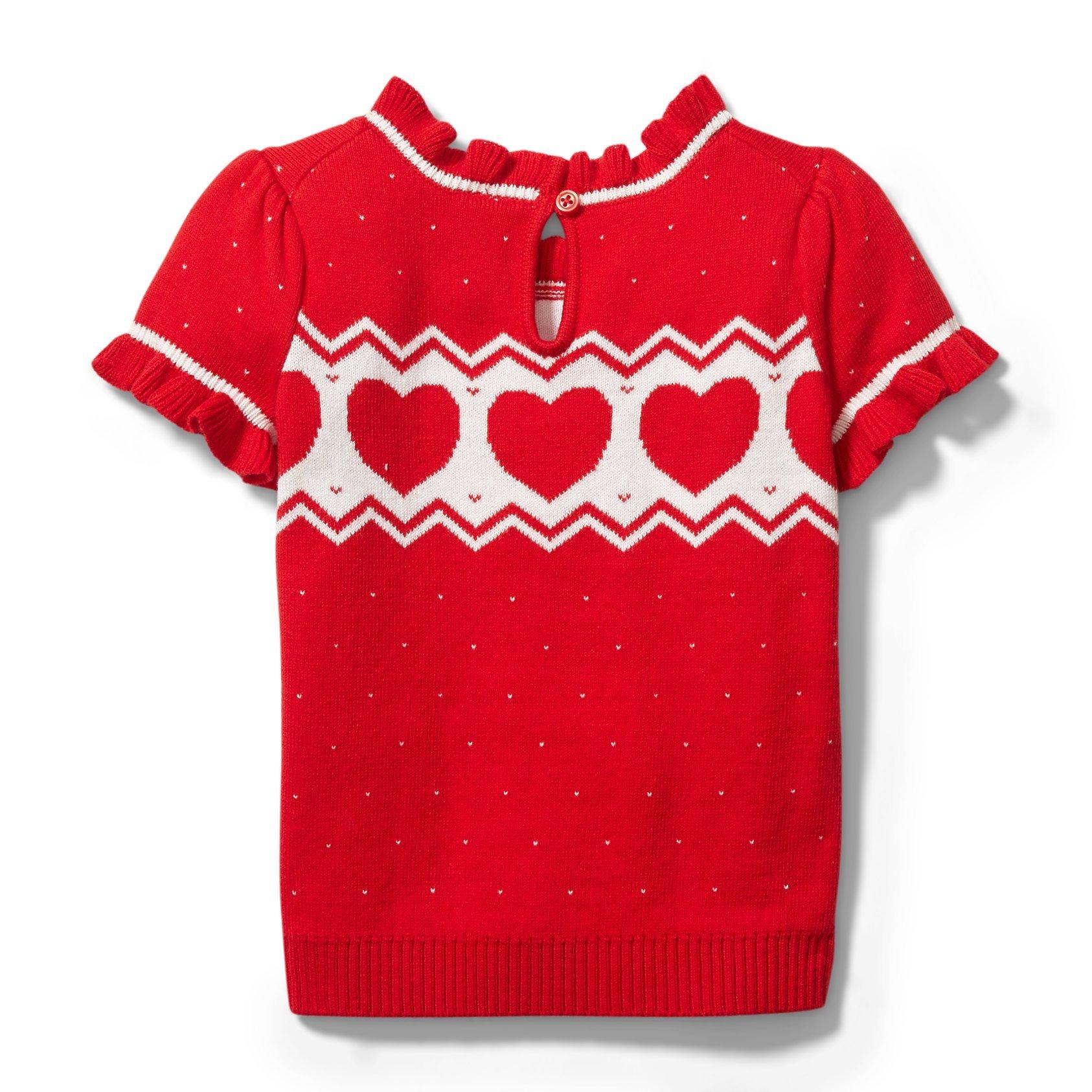Fair Isle Heart Short Sleeve Sweater  image number 1