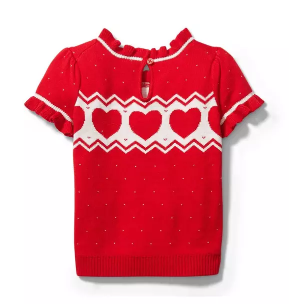 Fair Isle Heart Short Sleeve Sweater  image number 1