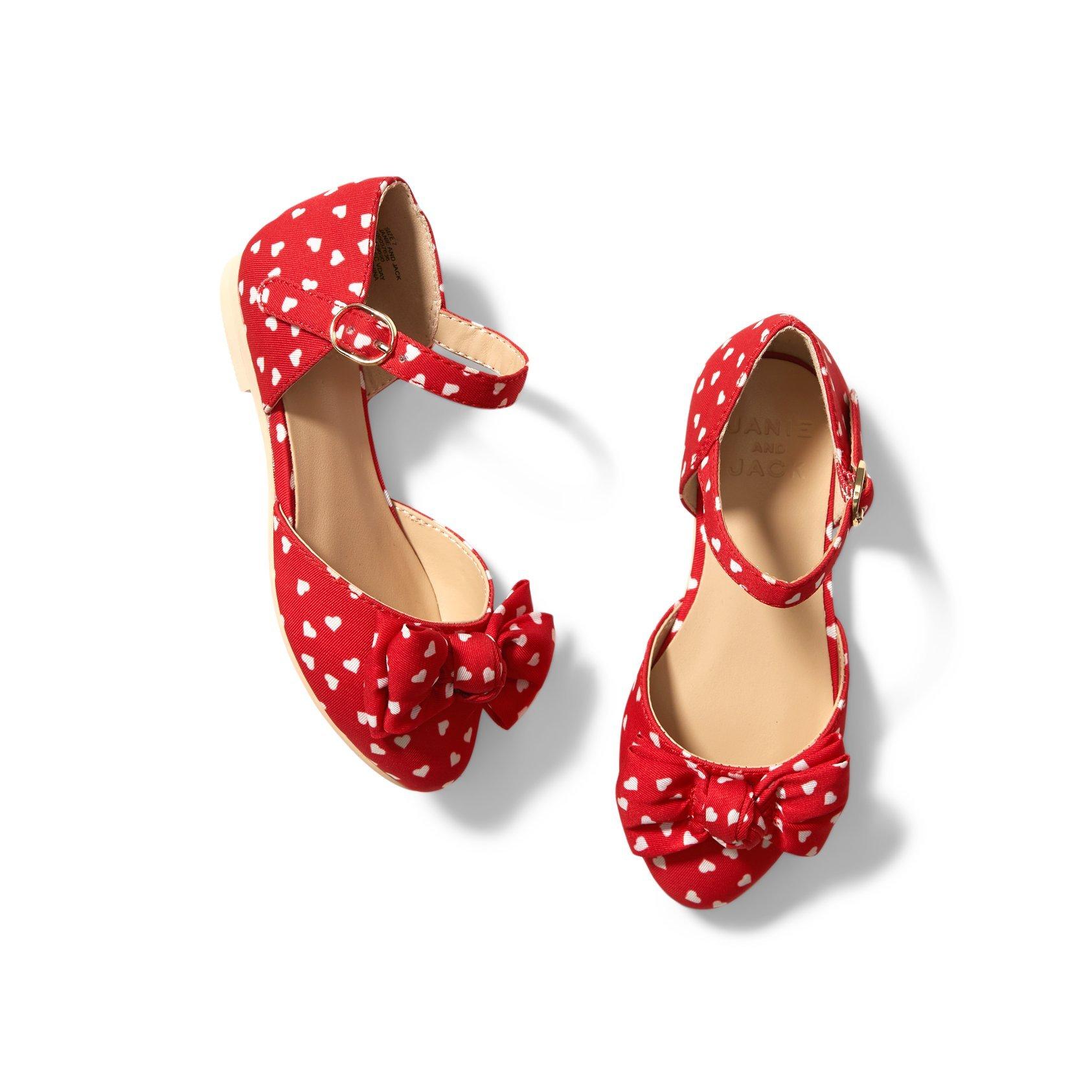 Heart Print Bow Flat