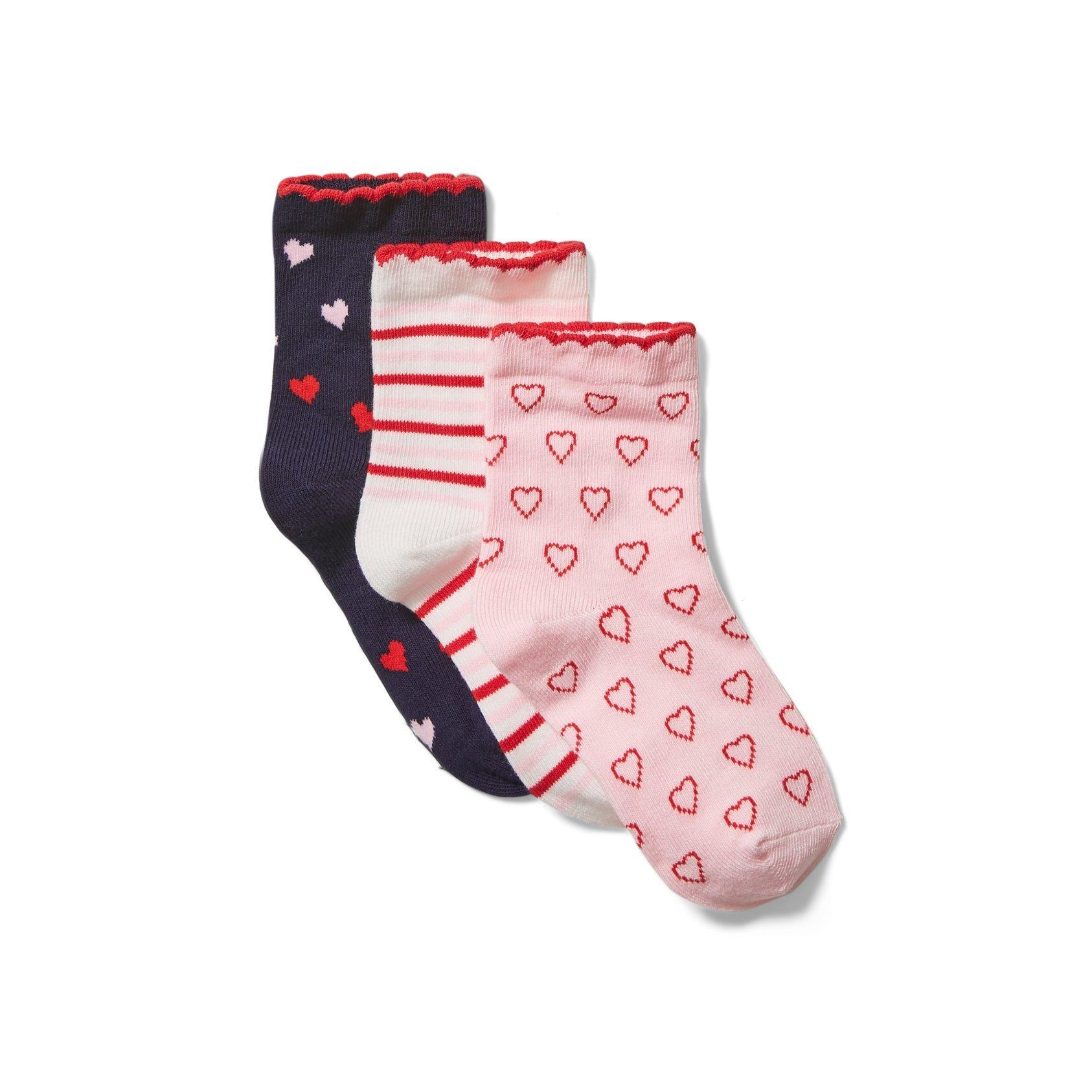 Striped And Heart Print Sock 3-Pack image number 0