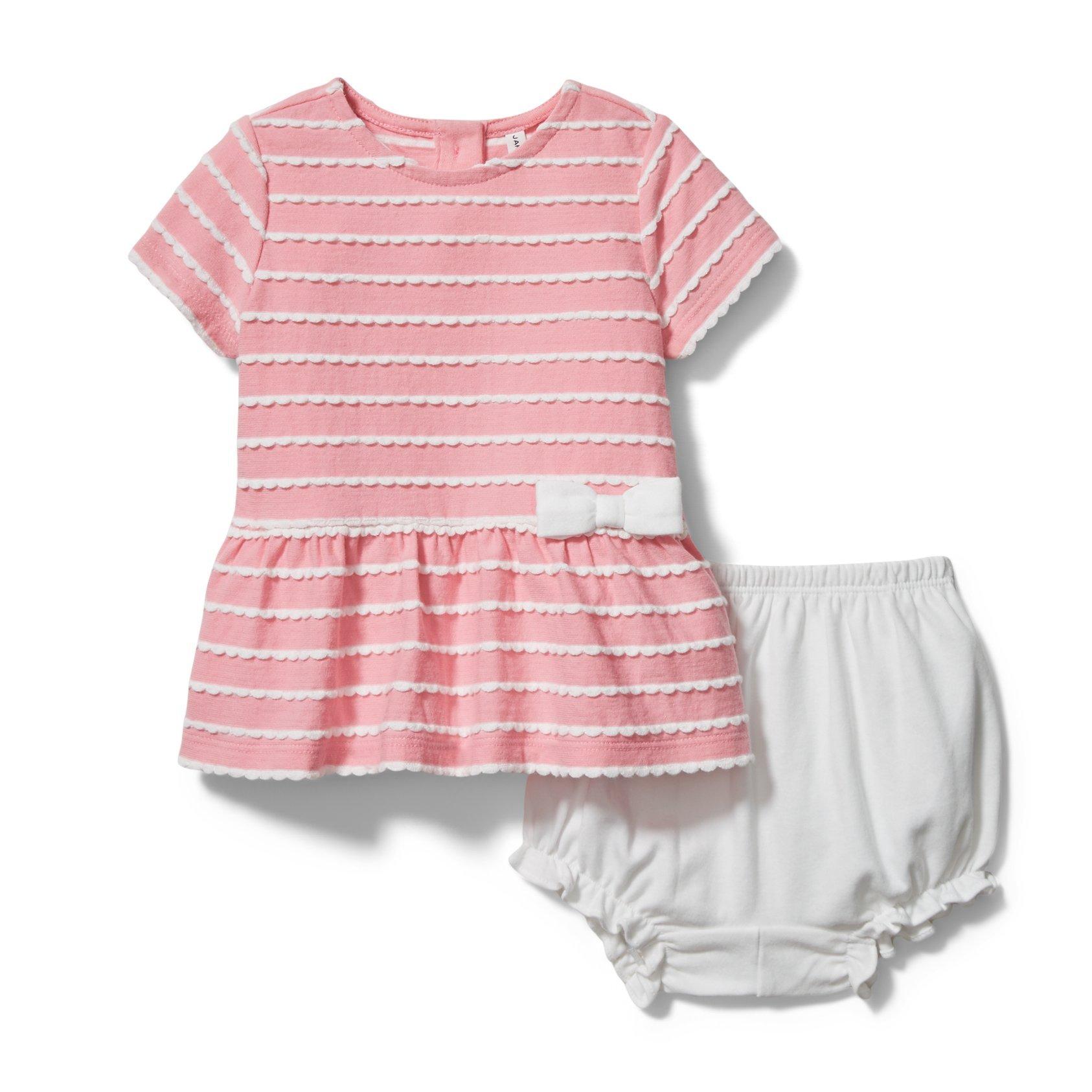 Baby Scalloped Striped Matching Set image number 0