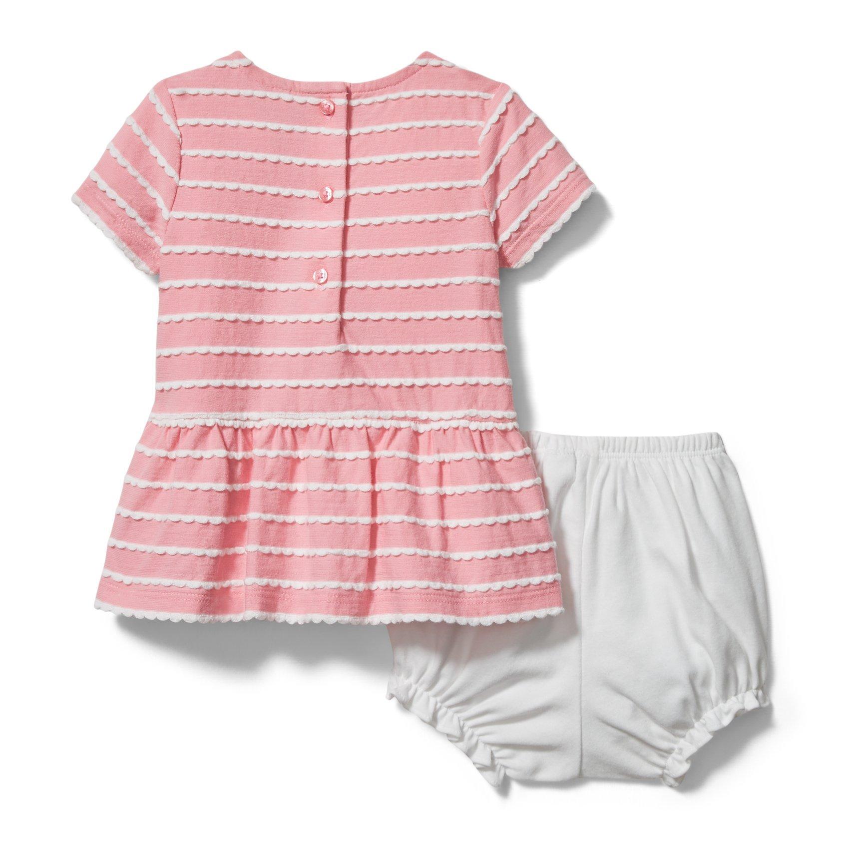 Baby Scalloped Striped Matching Set image number 2