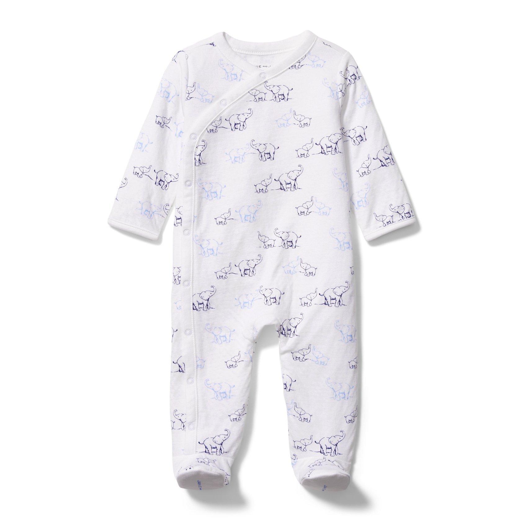 Baby Elephant Toile Footed 1-Piece image number 0