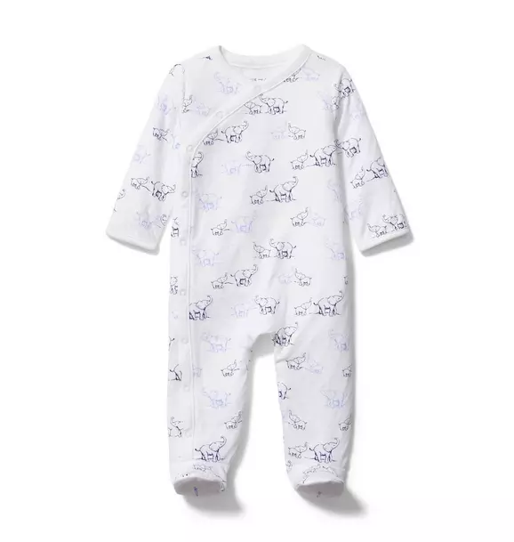 Baby Elephant Toile Footed 1-Piece image number 0