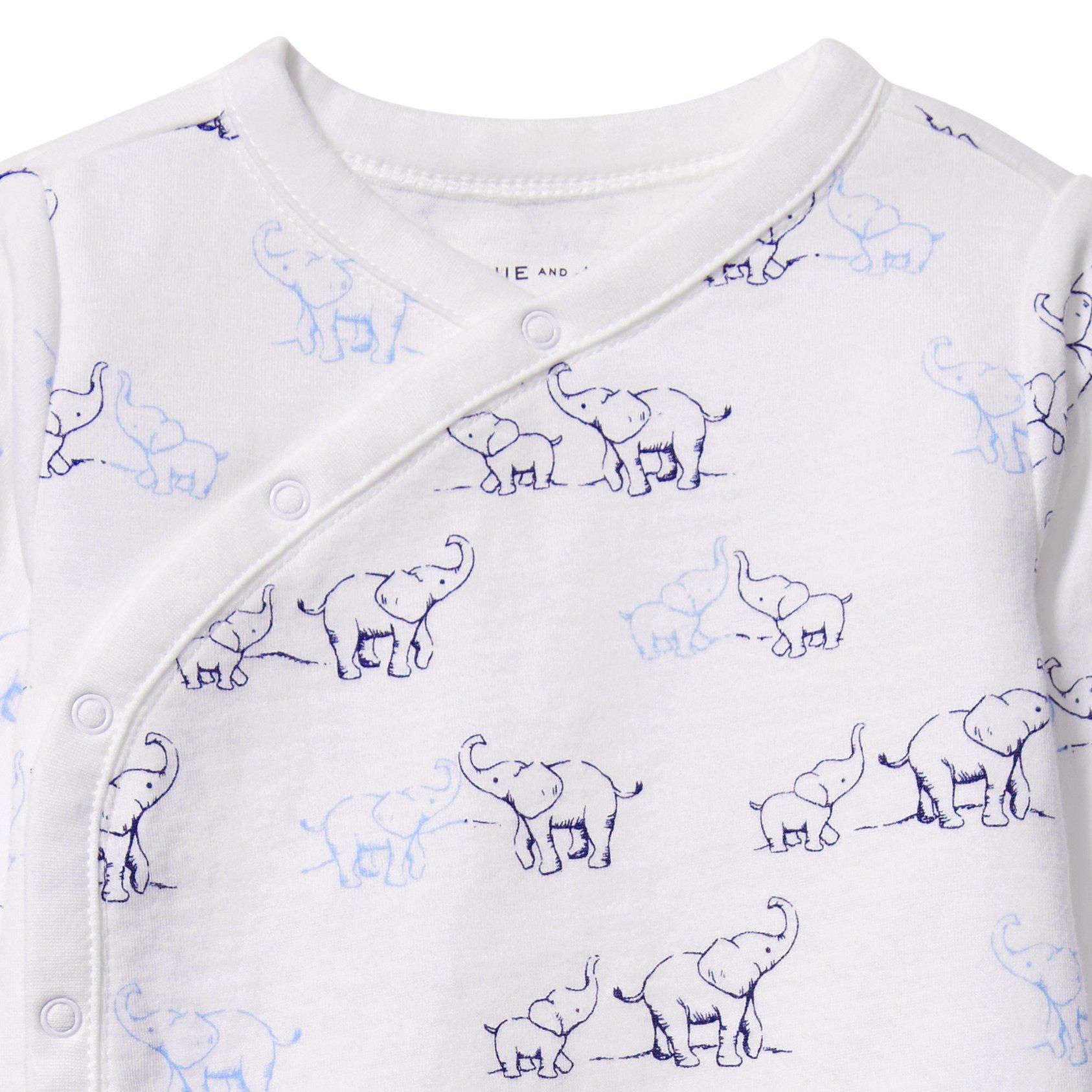 Baby Elephant Toile Footed 1-Piece image number 1