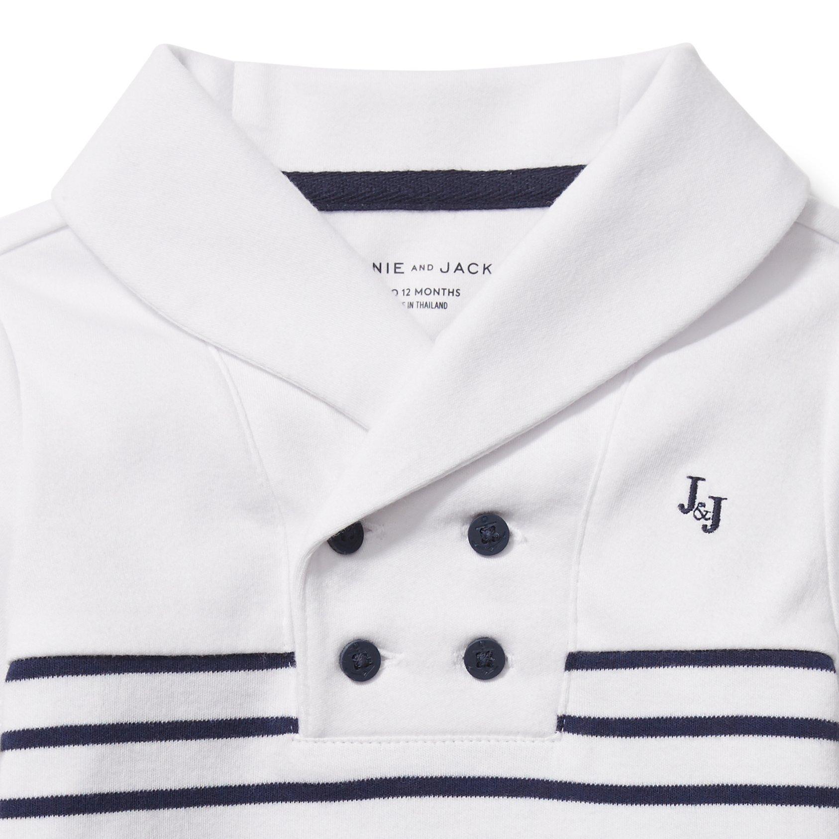 Baby Striped Shawl Collar Romper image number 1