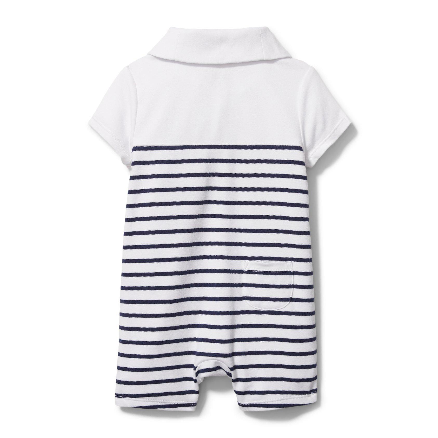 Baby Striped Shawl Collar Romper image number 2