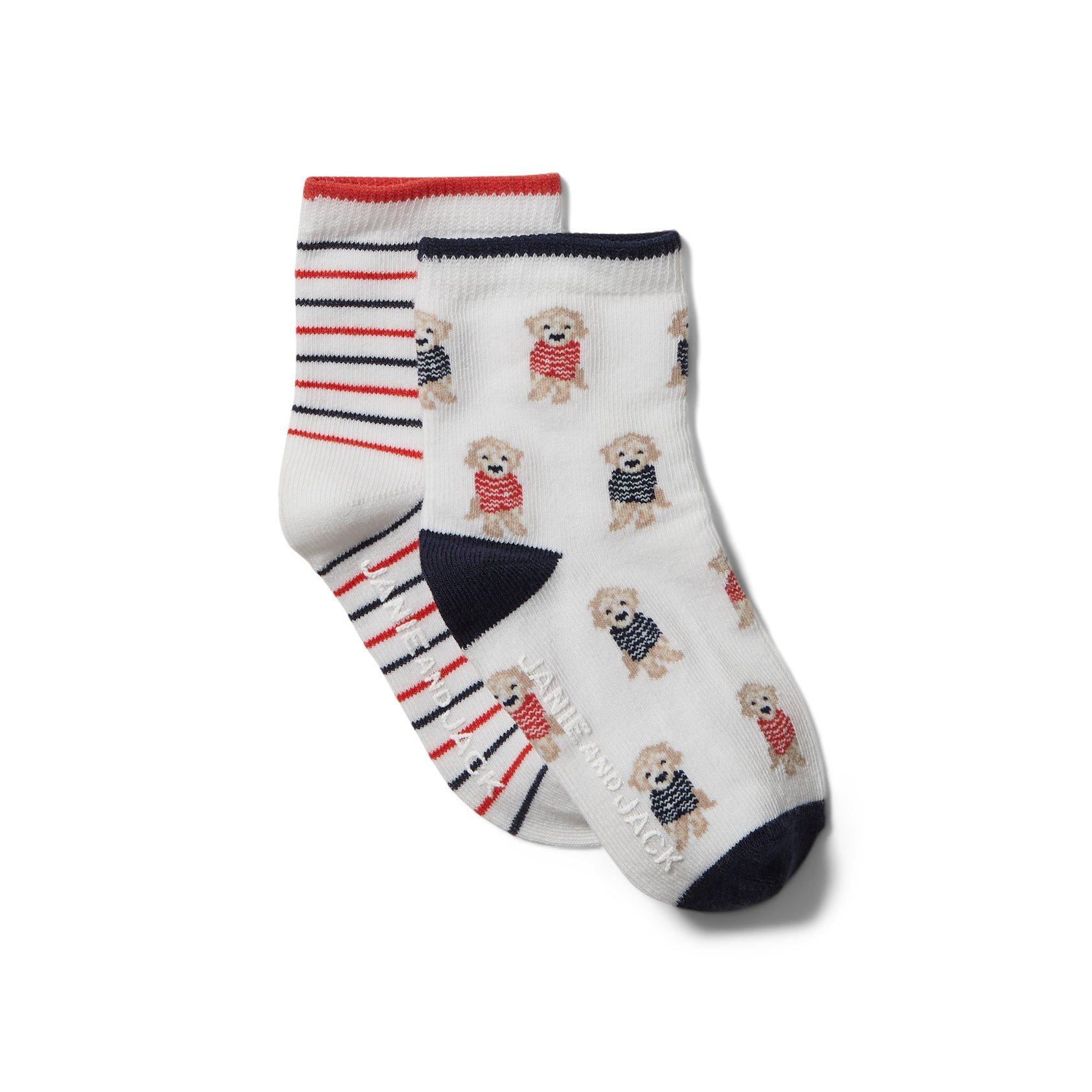 Baby Striped and Puppy Sock 2-Pack image number 0