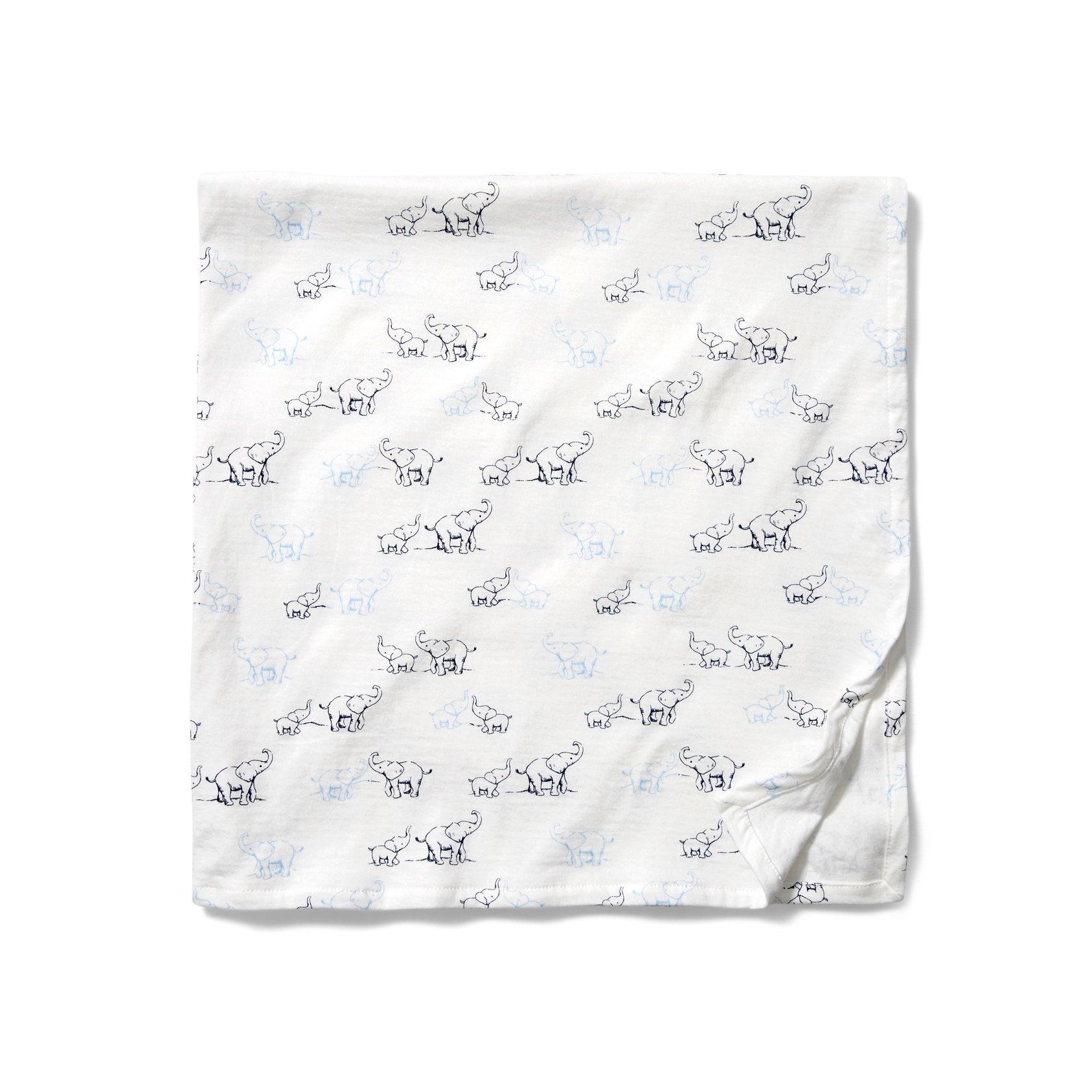 Baby Elephant Toile Swaddle Blanket image number 0