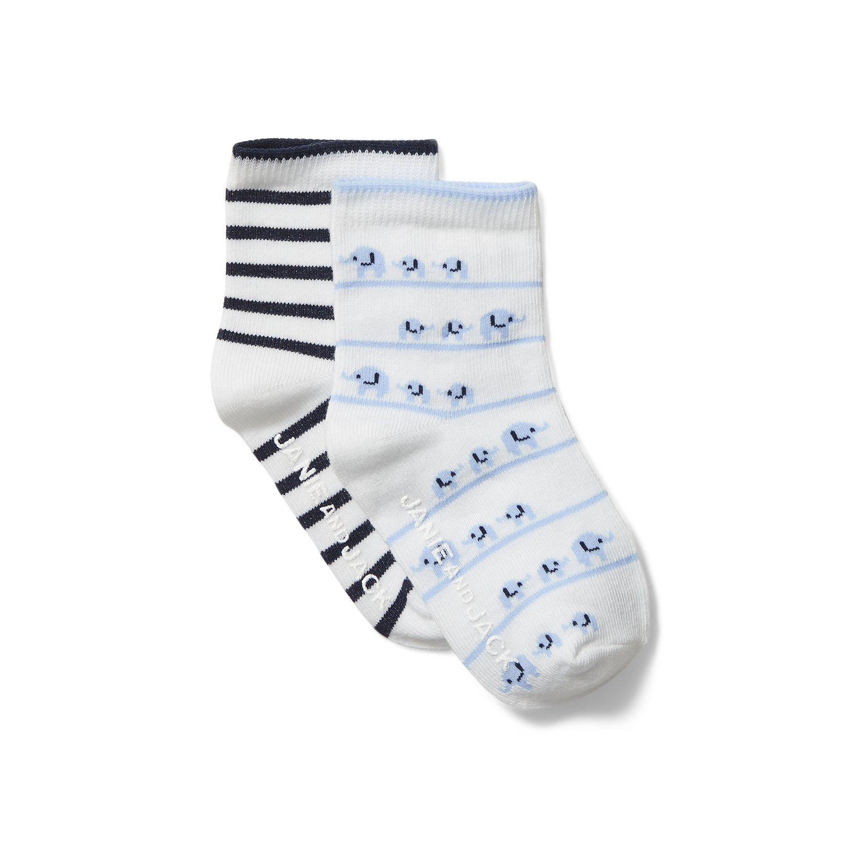 Baby Striped and Elephant Sock 2-Pack image number 0