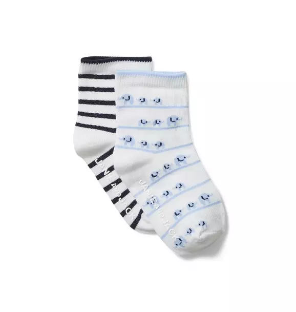 Baby Striped and Elephant Sock 2-Pack image number 0