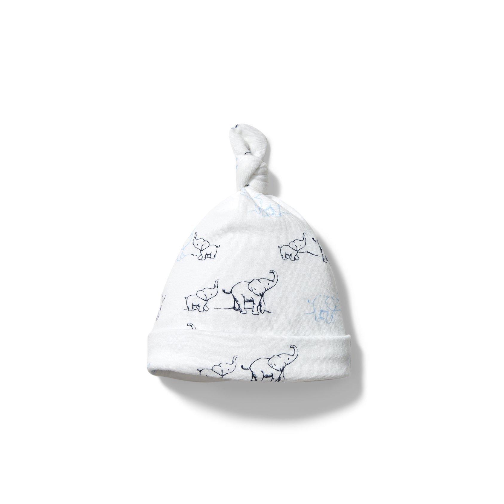 Baby Elephant Toile Knot Beanie image number 0