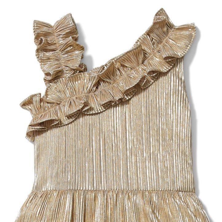 Rachel Zoe Gold Plisse Ruffle Dress image number 1