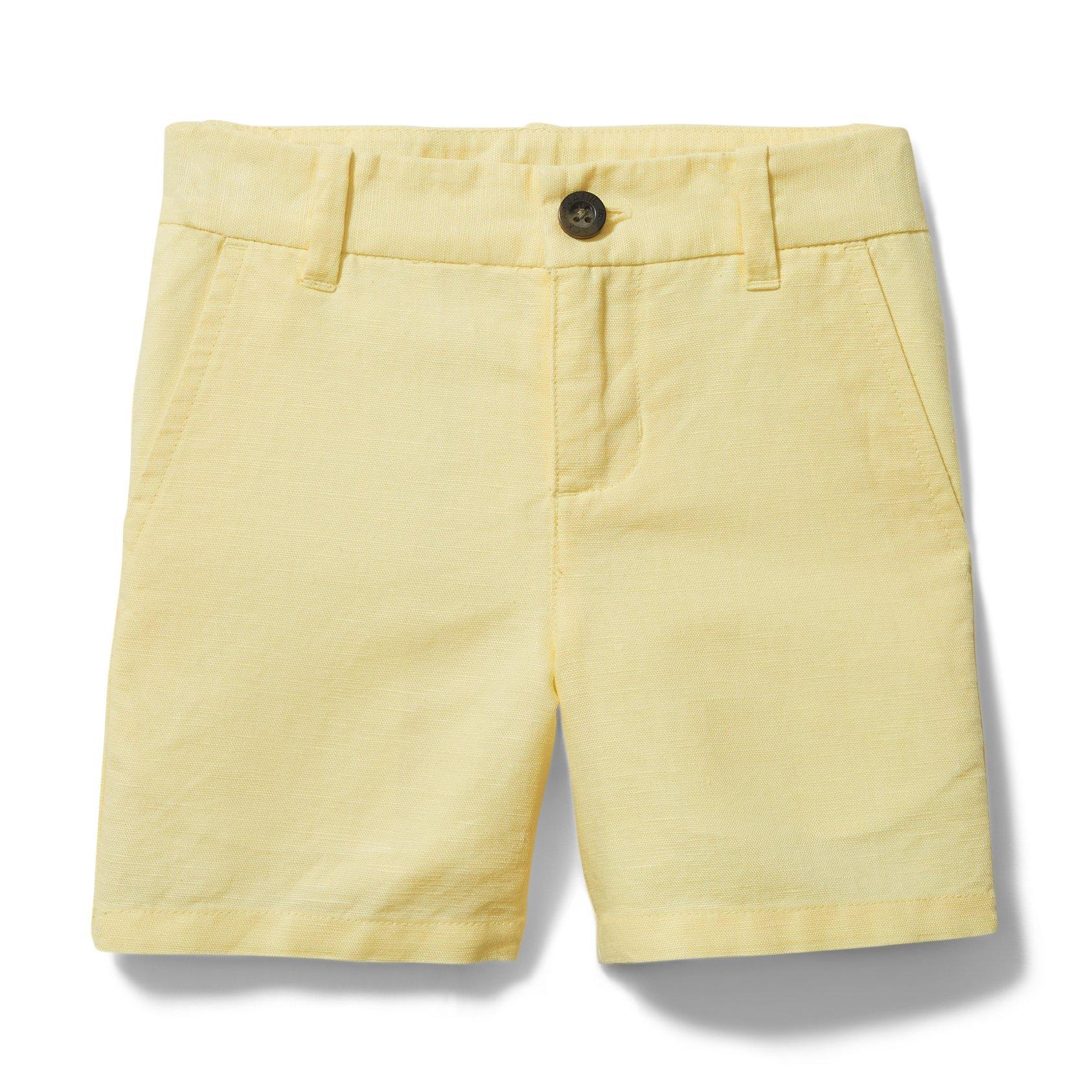sibling matches for summer, yellow linen shorts