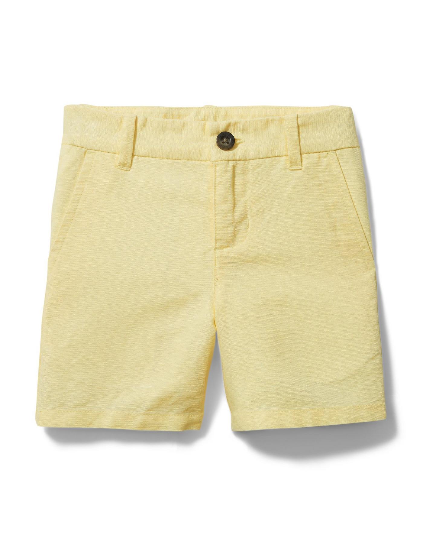 sibling matches for summer, yellow linen shorts