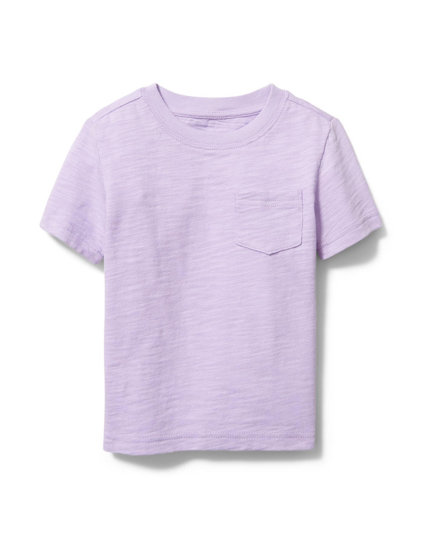 sibling matching spring outfits, purple pocket tee