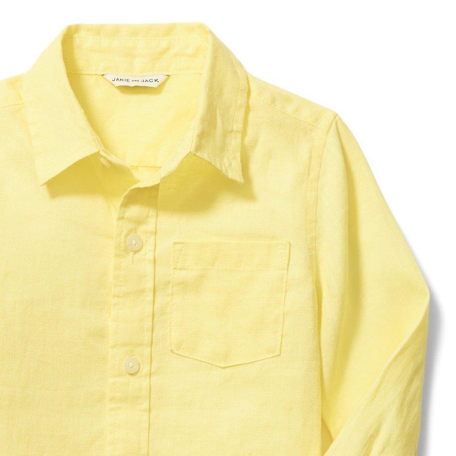 Boy Meringue Yellow Linen Shirt by Janie and Jack