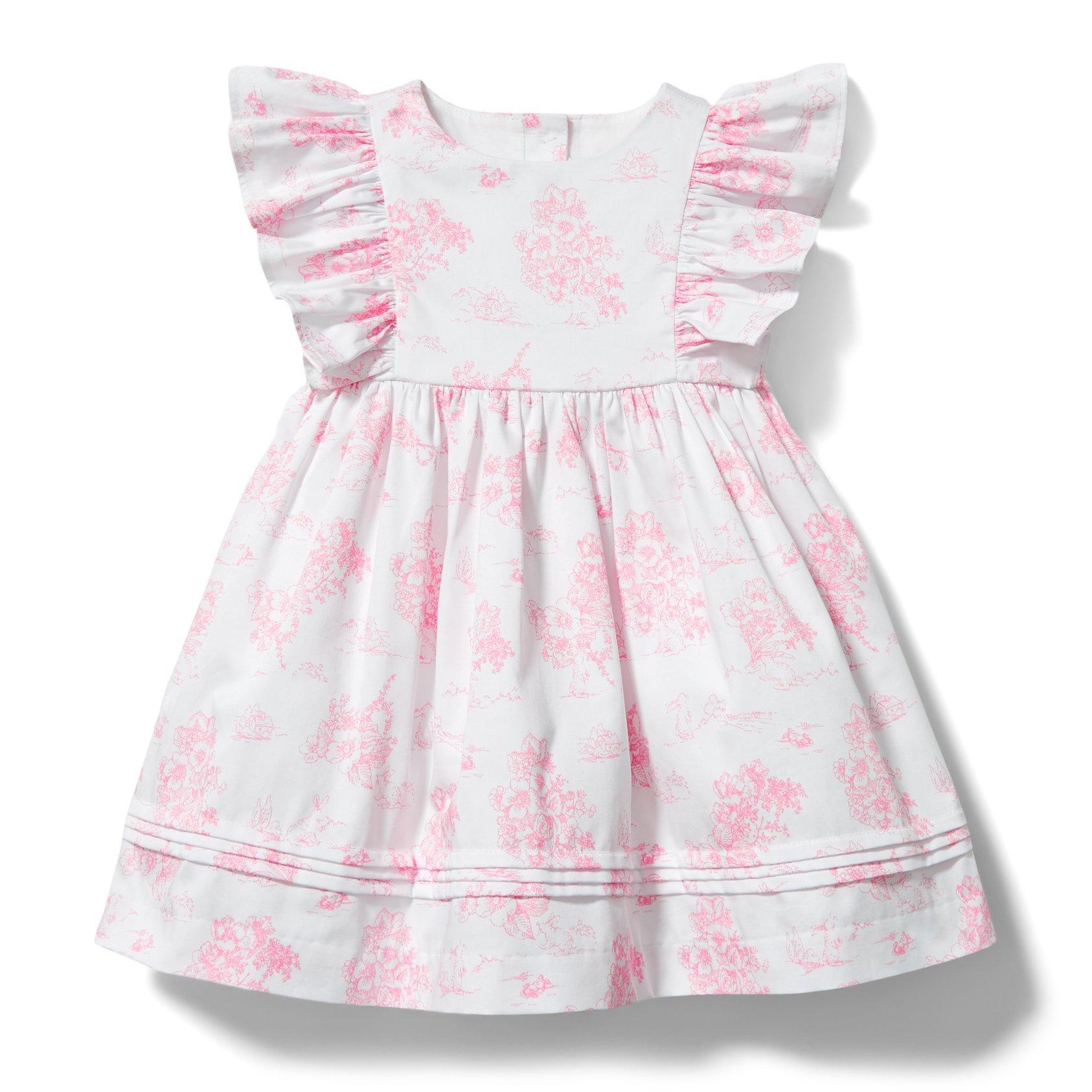 Baby Bunny Toile Pleated Dress