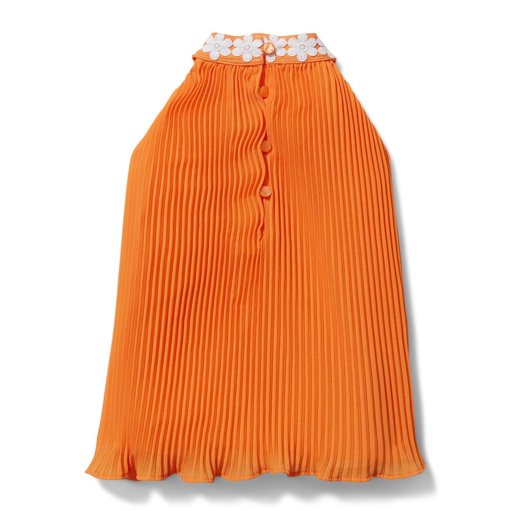Crochet Trim Pleated Top image number 4
