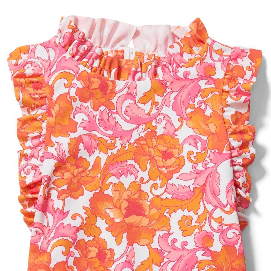 Floral Ruffle Trim Swimsuit image number 1