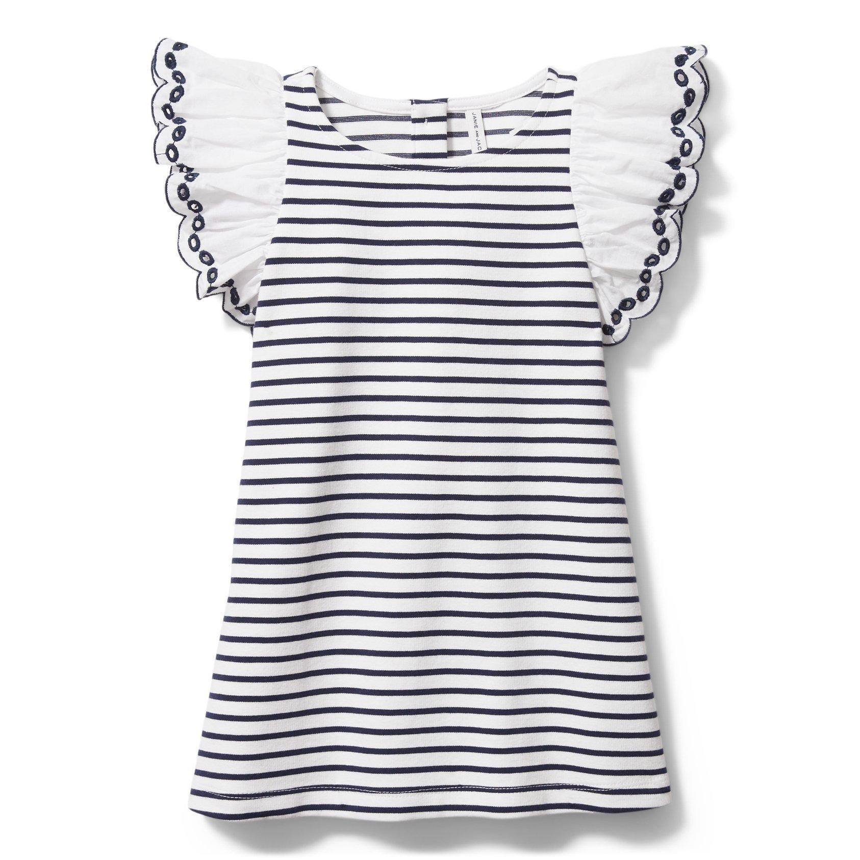 Striped Eyelet Sleeve Dress image number 0