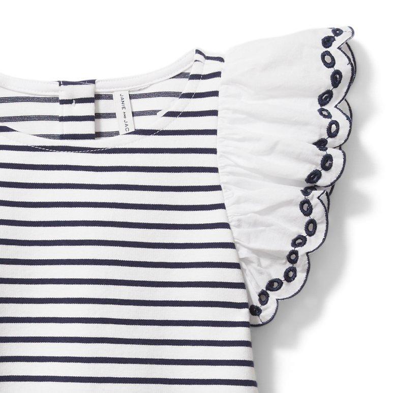 Striped Eyelet Sleeve Dress image number 1